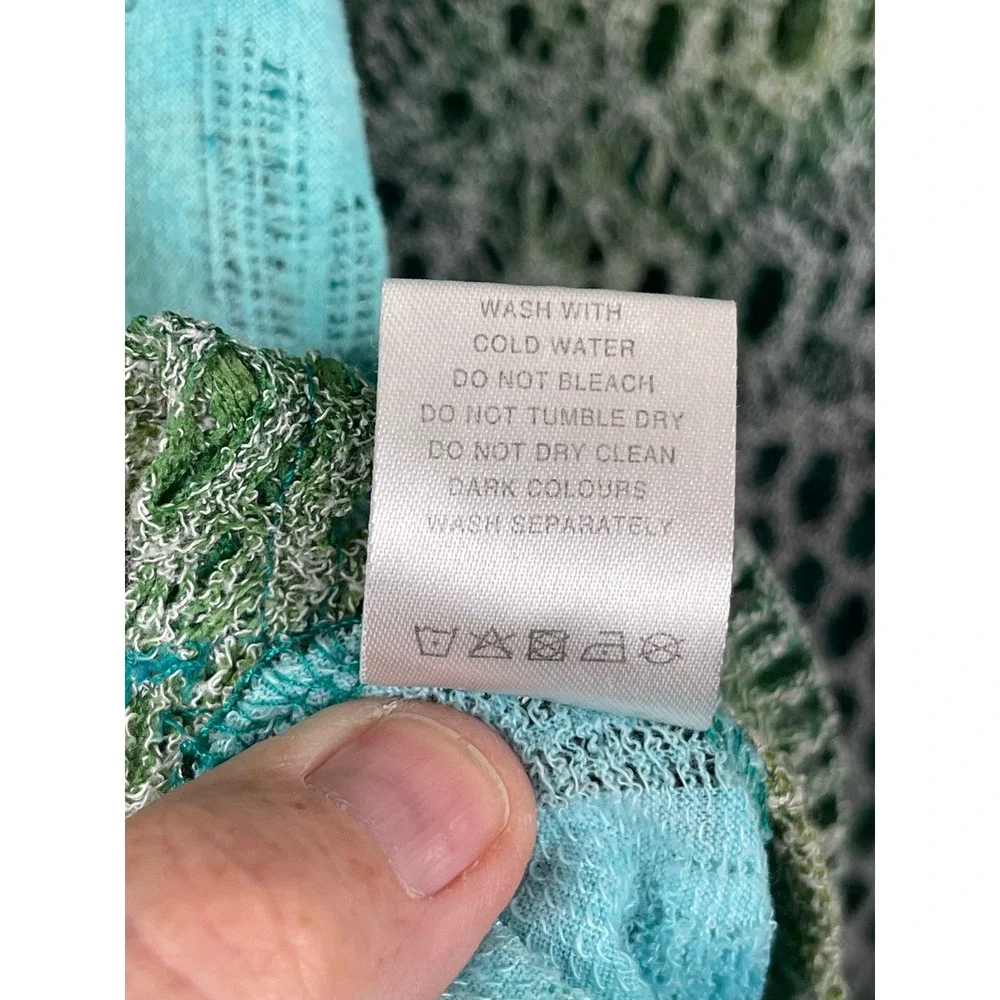 Lily by Firatoglu Tunic Tank Women XL Green Blue Excellent Crochet Sharkbite Hem - Picture 11 of 12